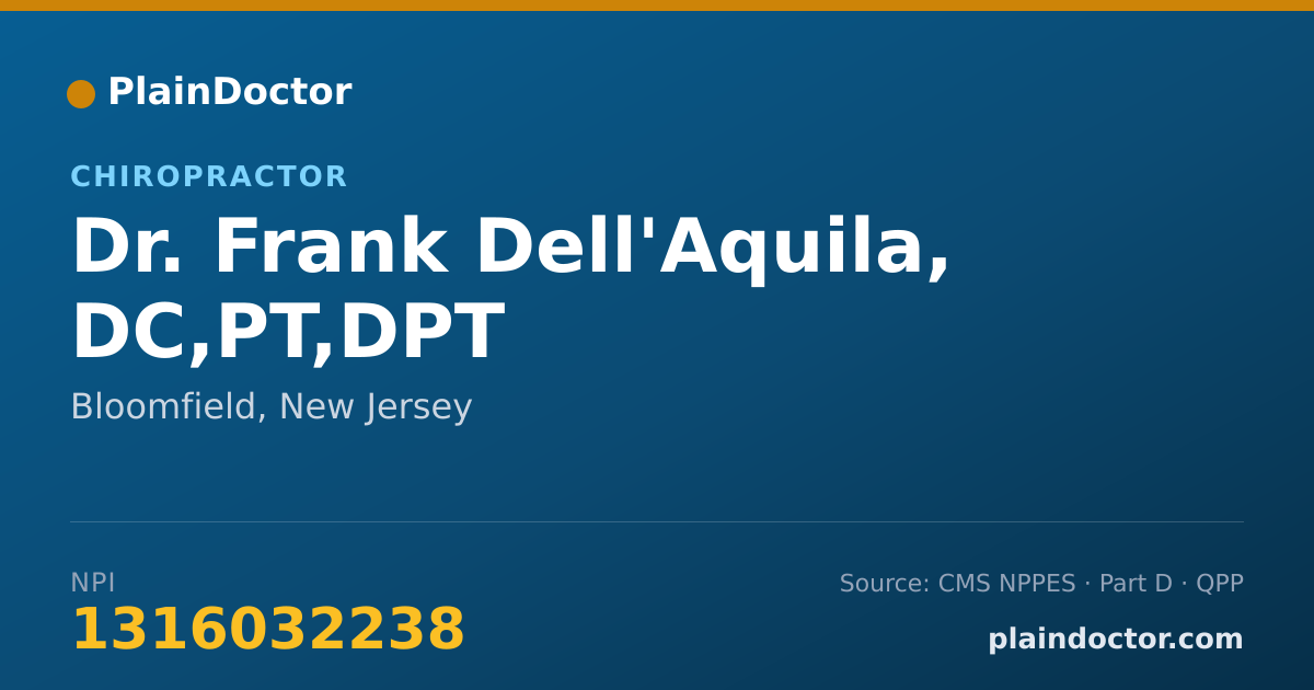 Shareable card for Frank Dell'Aquila, DC,PT,DPT - Chiropractor, Bloomfield, NJ