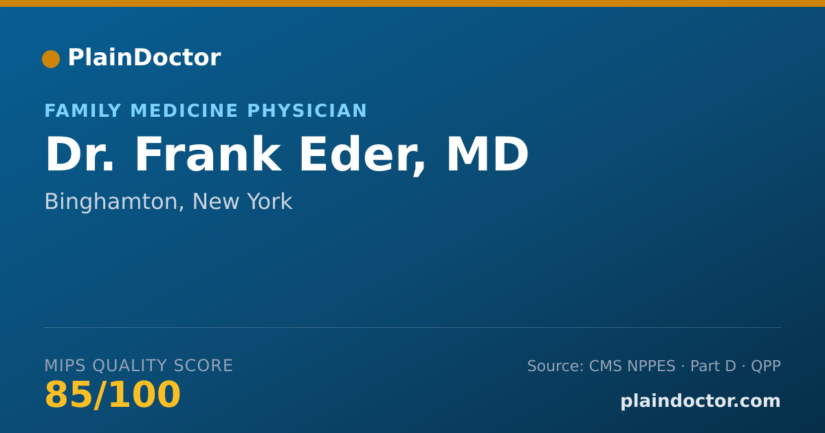 Shareable card for Frank Eder, MD - Family Medicine Physician, Binghamton, NY