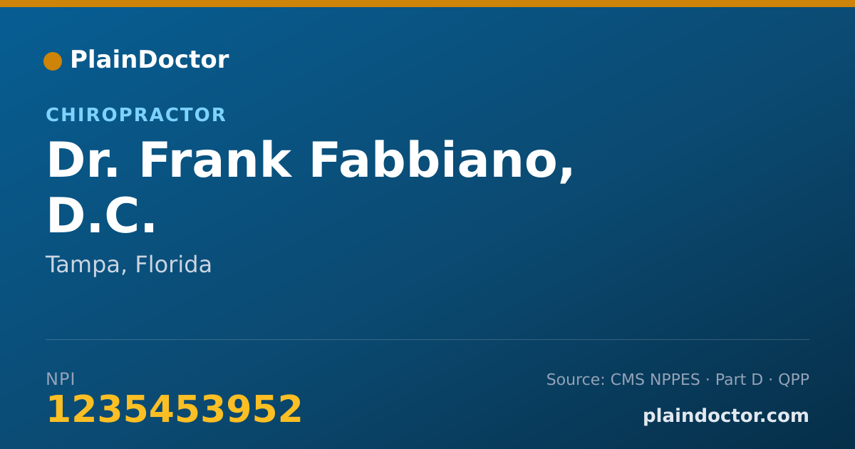 Shareable card for Frank Fabbiano, D.C. - Chiropractor, Tampa, FL