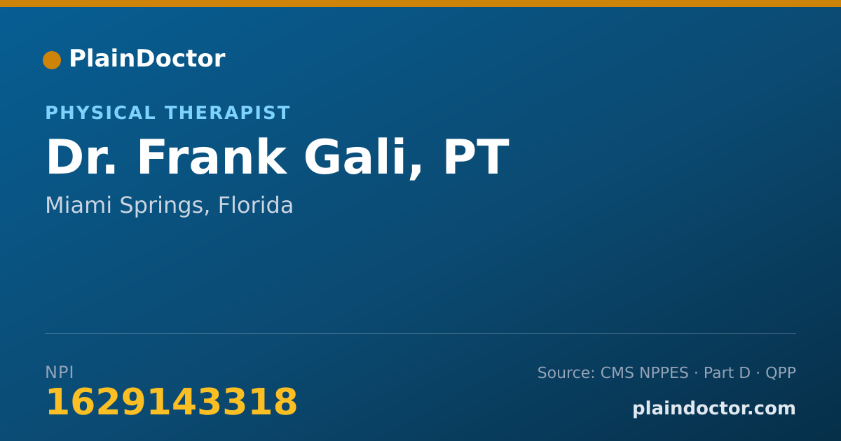 Shareable card for Frank Gali, PT - Physical Therapist, Miami Springs, FL