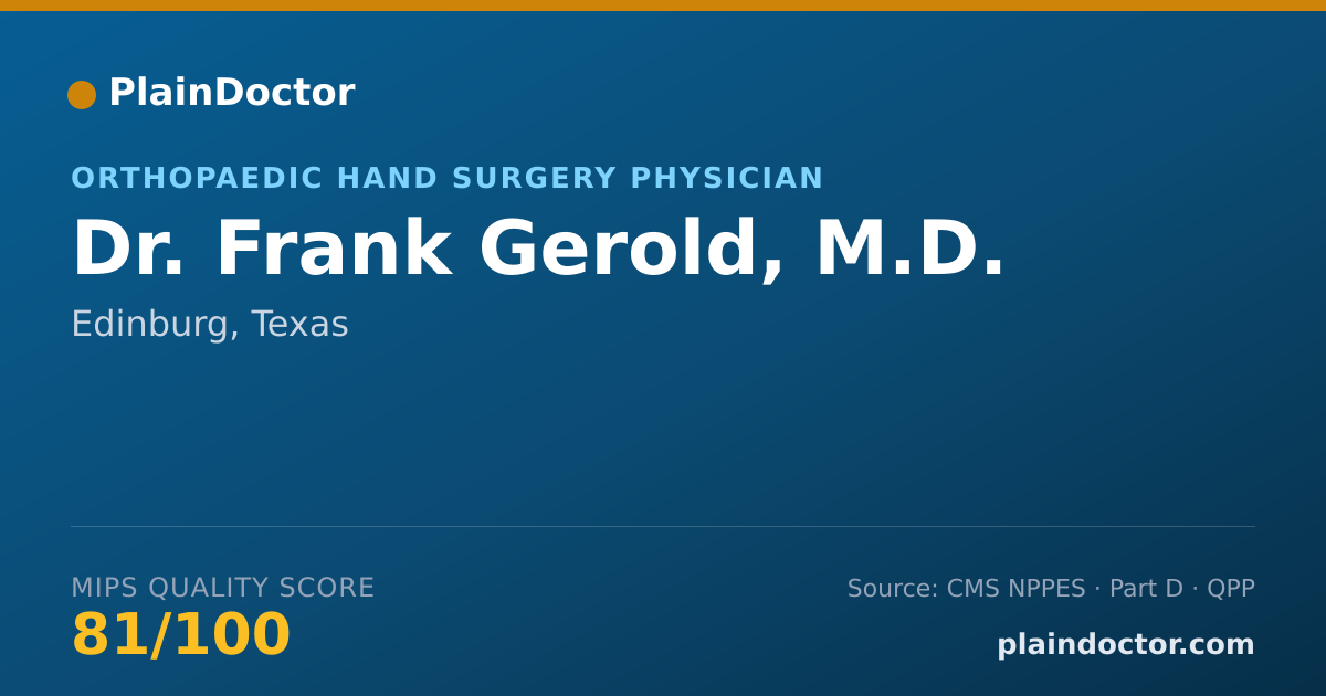 Shareable card for Frank Gerold, M.D. - Orthopaedic Surgery Physician, Edinburg, TX