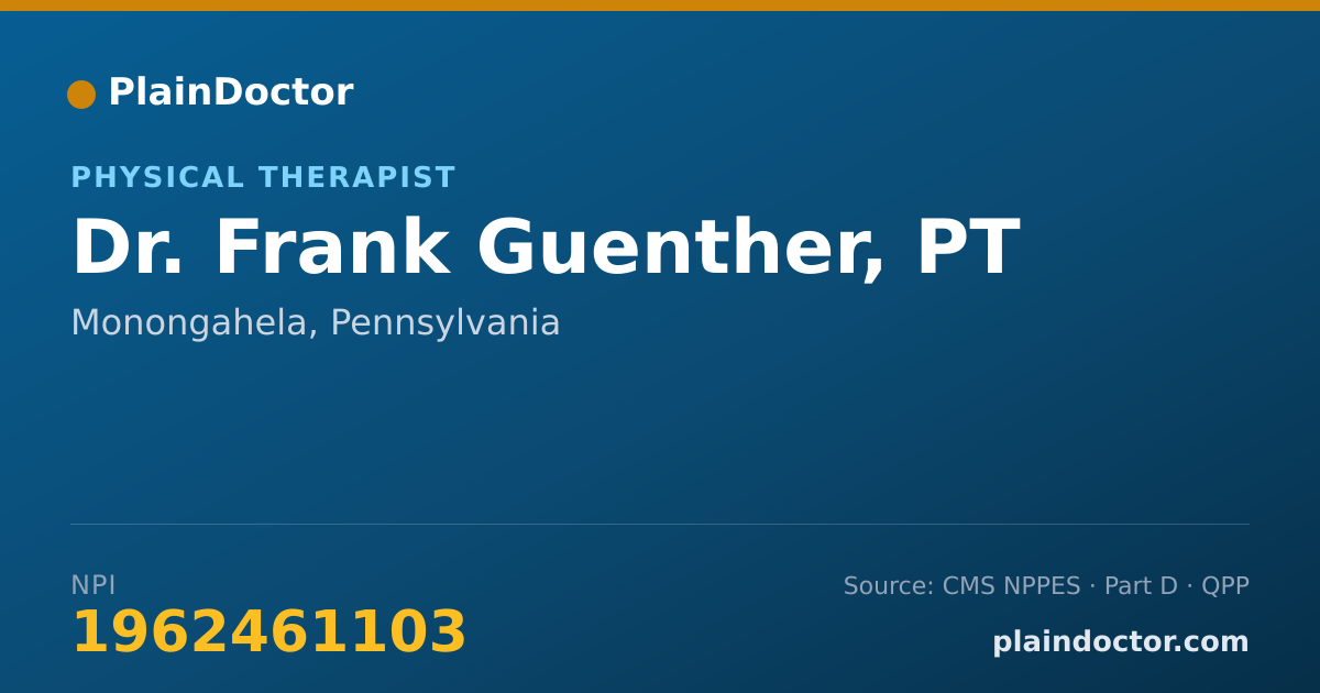 Shareable card for Frank Guenther, PT - Physical Therapist, Monongahela, PA