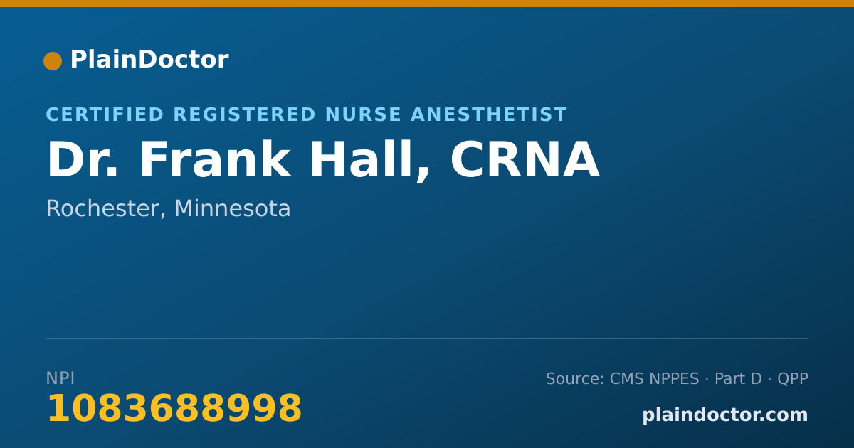 Shareable card for Frank Hall, CRNA - Certified Registered Nurse Anesthetist, Rochester, MN