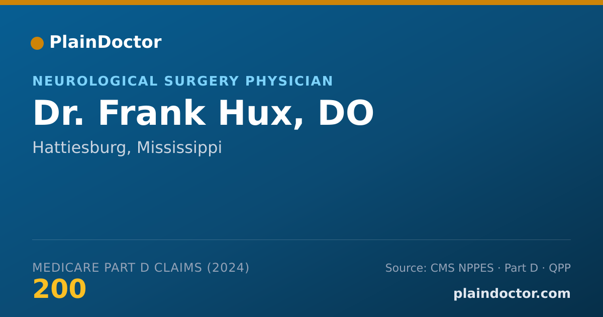 Shareable card for Frank Hux, DO - Neurological Surgery Physician, Hattiesburg, MS