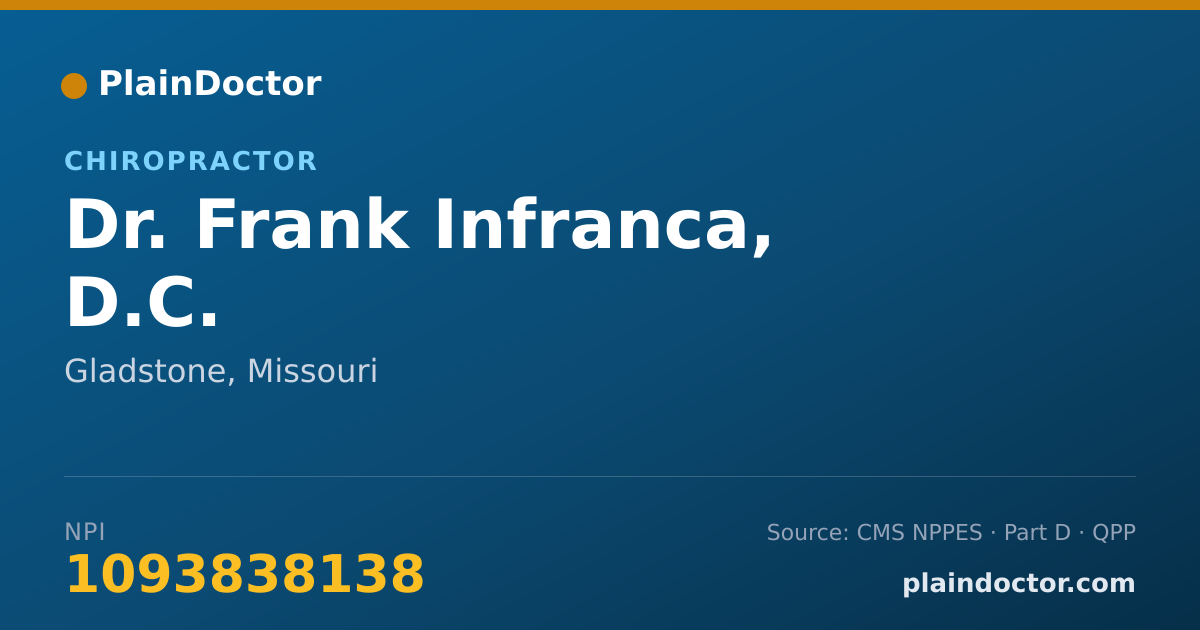 Shareable card for Frank Infranca, D.C. - Chiropractor, Gladstone, MO