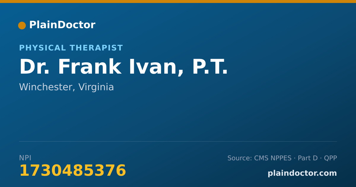 Shareable card for Frank Ivan, P.T. - Physical Therapist, Winchester, VA