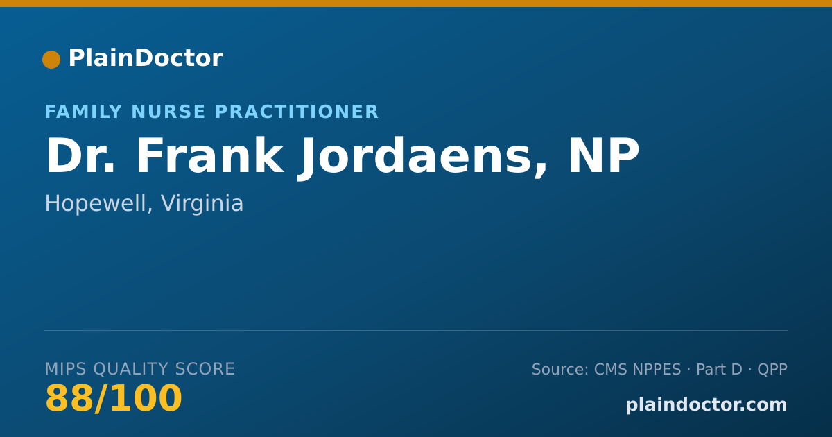 Shareable card for Frank Jordaens, NP - Family Nurse Practitioner, Hopewell, VA