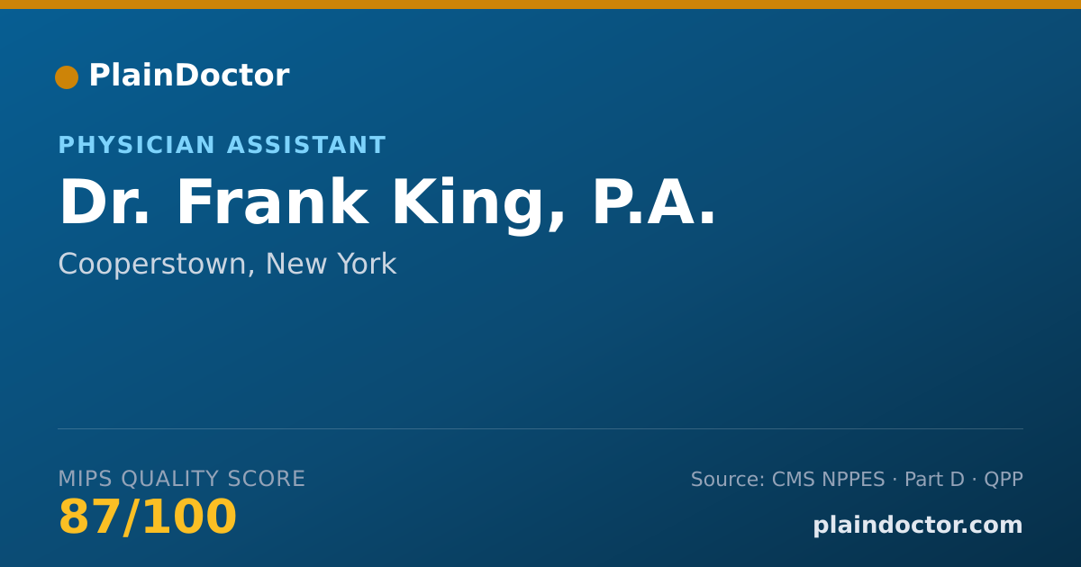 Shareable card for Frank King, P.A. - Physician Assistant, Cooperstown, NY