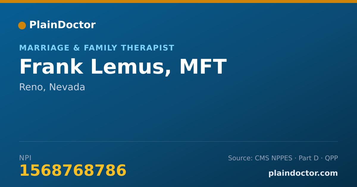 Shareable card for Frank Lemus, MFT - Marriage & Family Therapist, Reno, NV