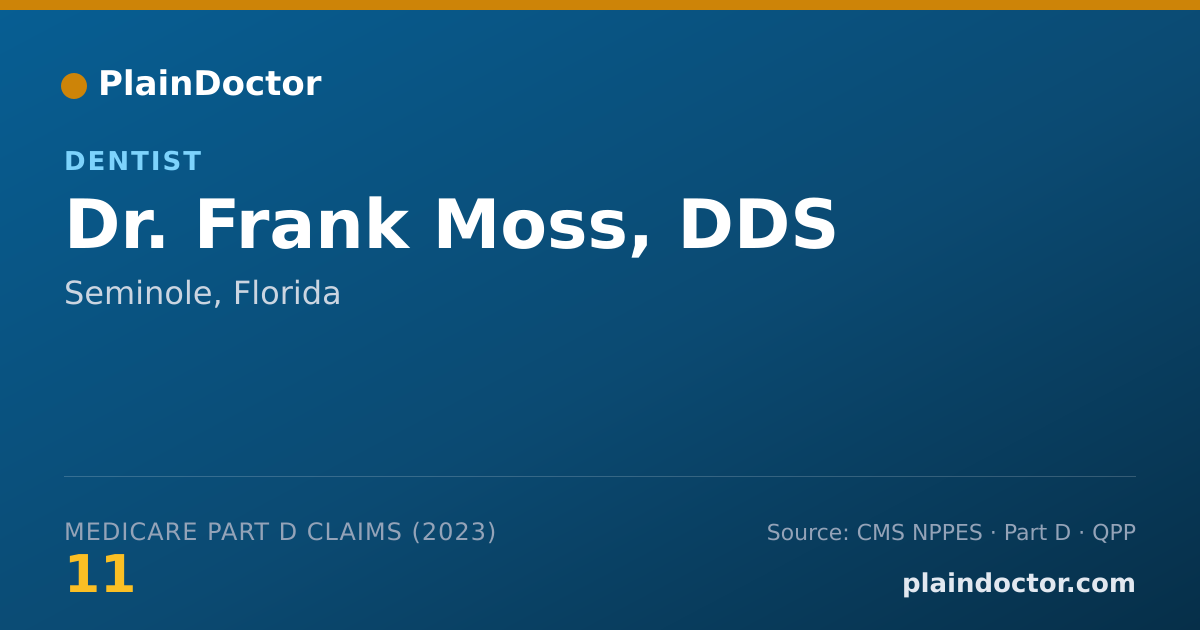 Shareable card for Frank Moss, DDS - Dentist, Seminole, FL