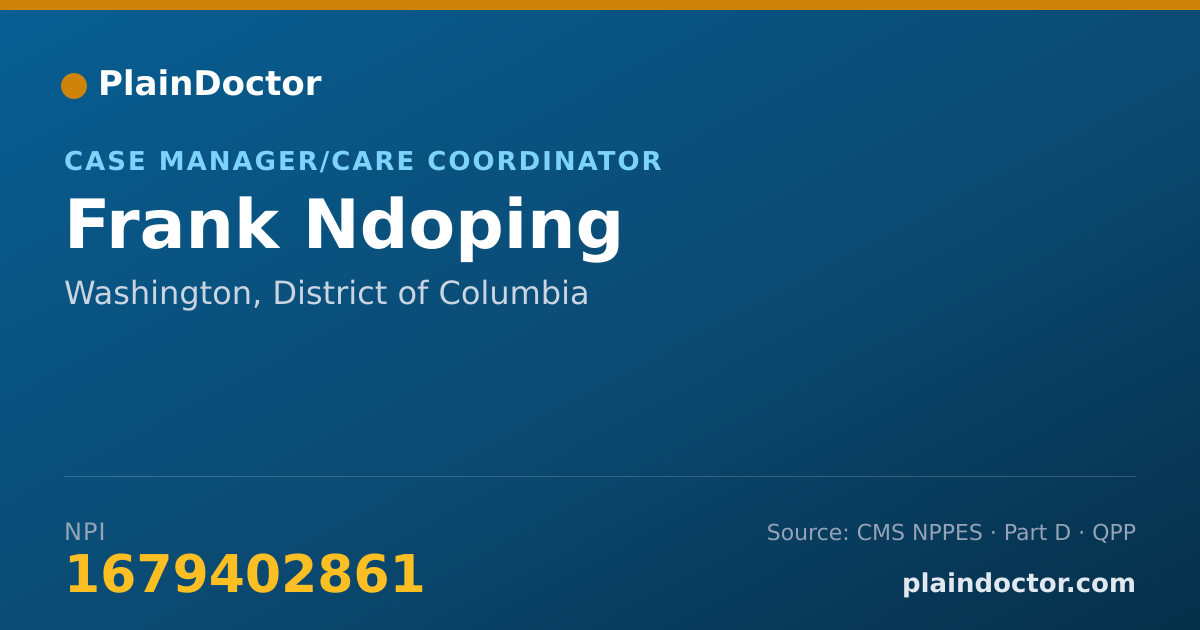 Shareable card for Frank Ndoping - Case Manager/Care Coordinator, Washington, DC