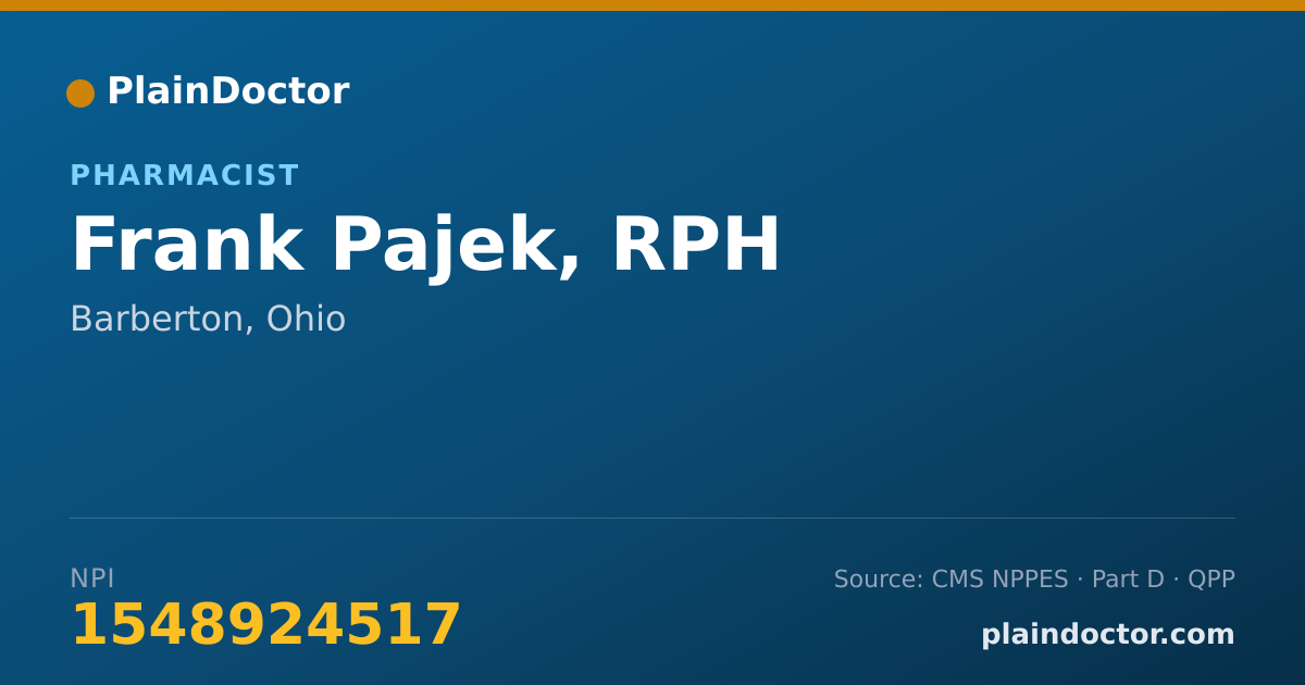 Shareable card for Frank Pajek, RPH - Pharmacist, Barberton, OH