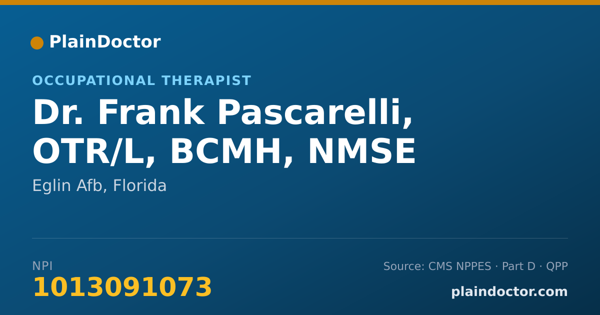 Shareable card for Frank Pascarelli, OTR/L, BCMH, NMSE - Occupational Therapist, Eglin Afb, FL