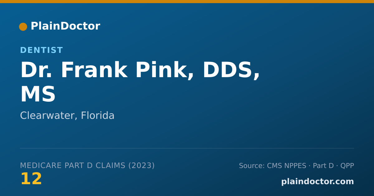 Shareable card for Frank Pink, DDS, MS - Dentist, Clearwater, FL