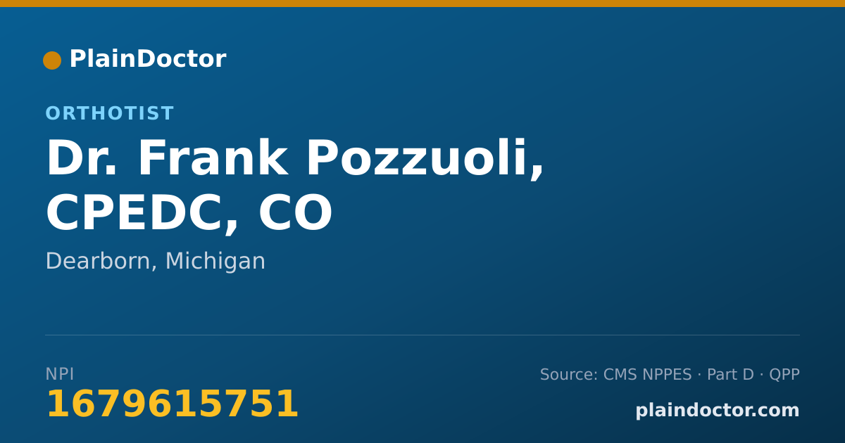 Shareable card for Frank Pozzuoli, CPEDC, CO - Orthotist, Dearborn, MI