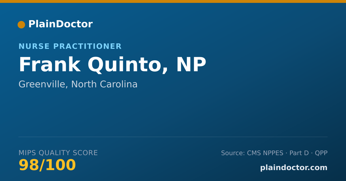 Shareable card for Frank Quinto, NP - Nurse Practitioner, Greenville, NC