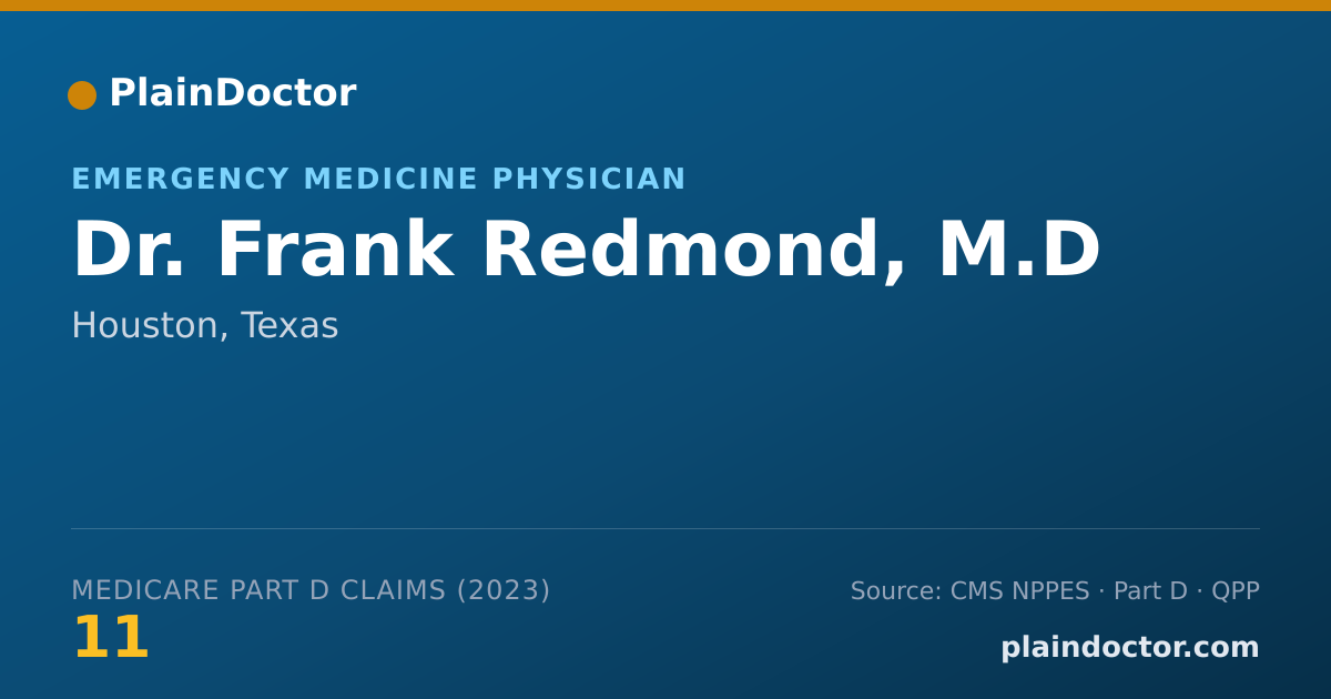 Shareable card for Frank Redmond, M.D - Emergency Medicine Physician, Houston, TX