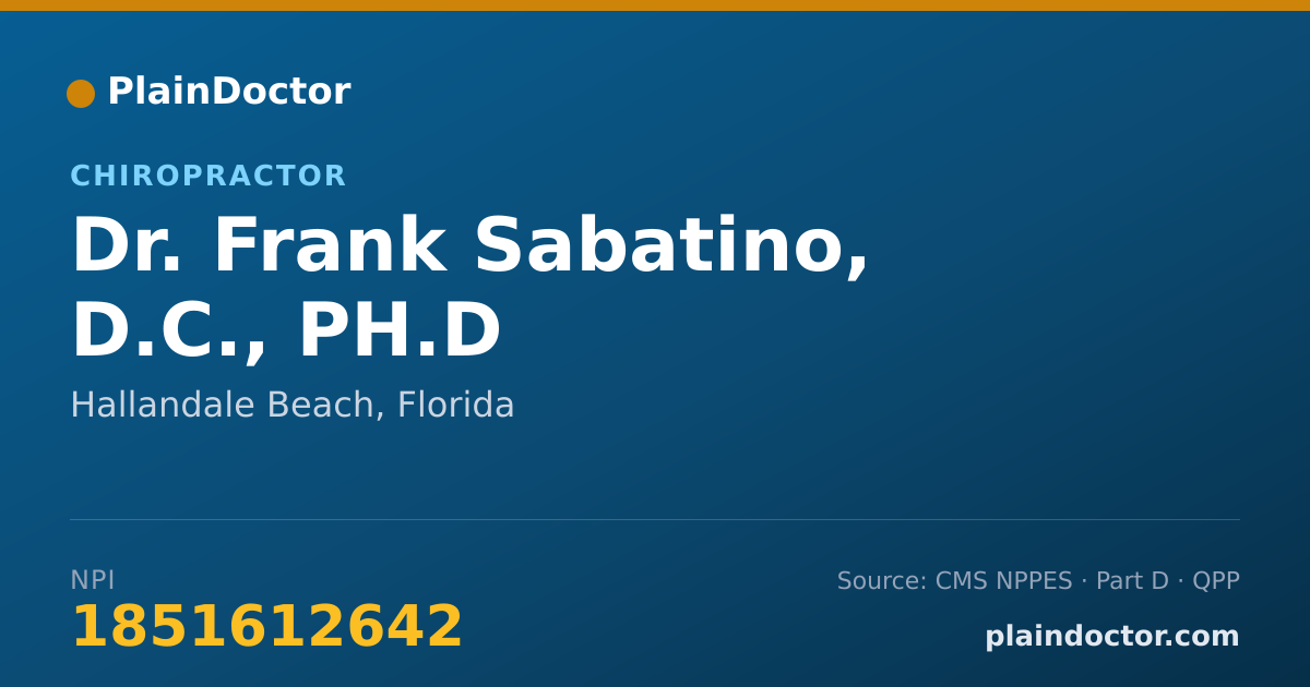 Shareable card for Frank Sabatino, D.C., PH.D - Chiropractor, Hallandale Beach, FL