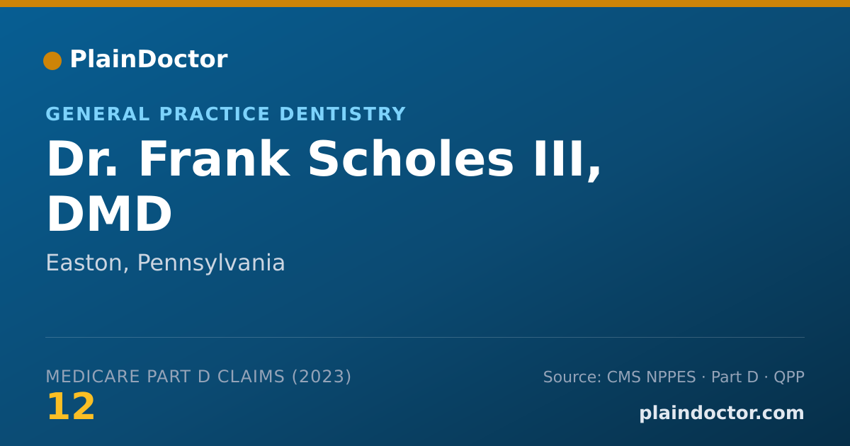 Shareable card for Frank Scholes III, DMD - General Practice Dentistry, Easton, PA