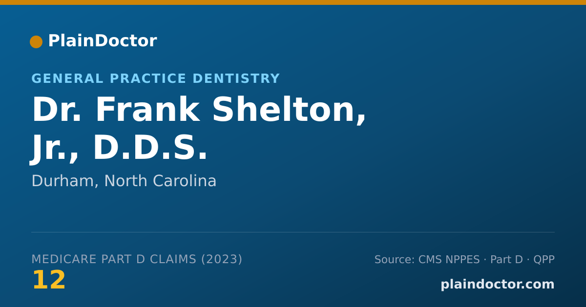 Shareable card for Frank Shelton, Jr., D.D.S. - General Practice Dentistry, Durham, NC