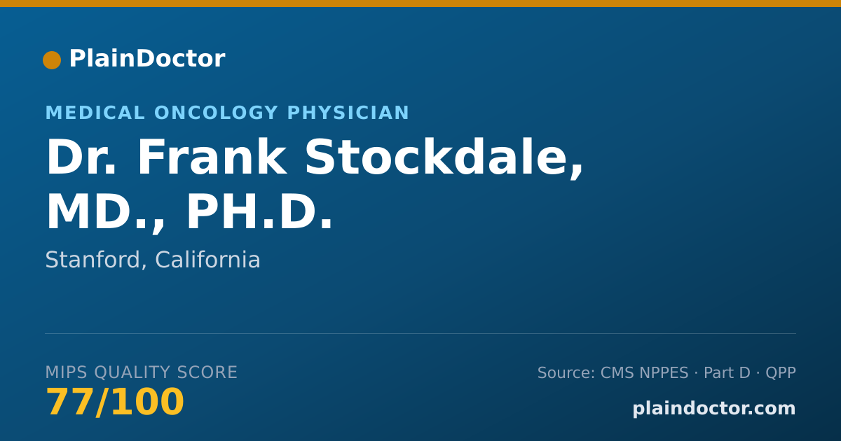 Shareable card for Frank Stockdale, MD., PH.D. - Medical Oncology Physician, Stanford, CA