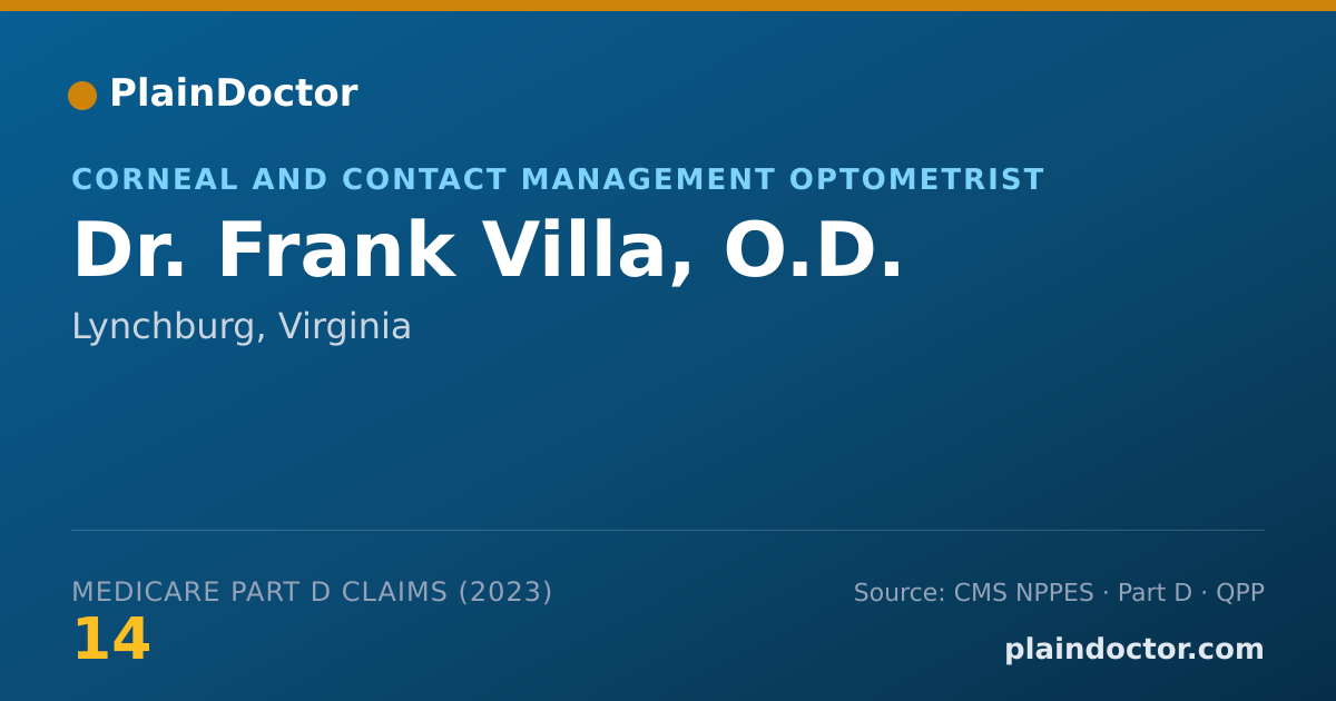 Shareable card for Frank Villa, O.D. - Corneal and Contact Management Optometrist, Lynchburg, VA