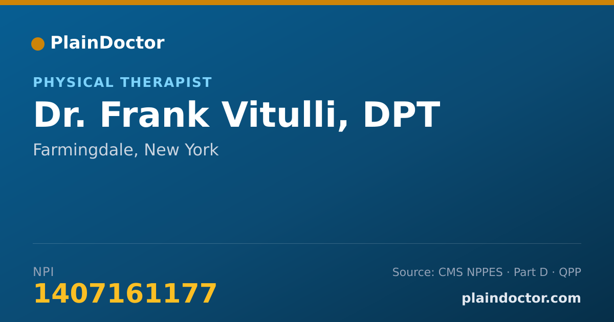 Shareable card for Frank Vitulli, DPT - Physical Therapist, Farmingdale, NY