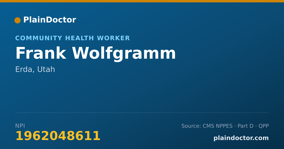 Shareable card for Frank Wolfgramm - Community Health Worker, Erda, UT