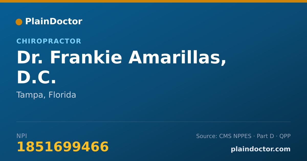 Shareable card for Frankie Amarillas, D.C. - Chiropractor, Tampa, FL