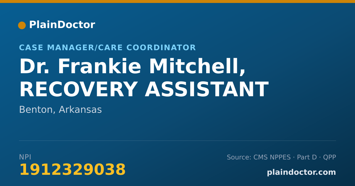 Shareable card for Frankie Mitchell, RECOVERY ASSISTANT - Case Manager/Care Coordinator, Benton, AR