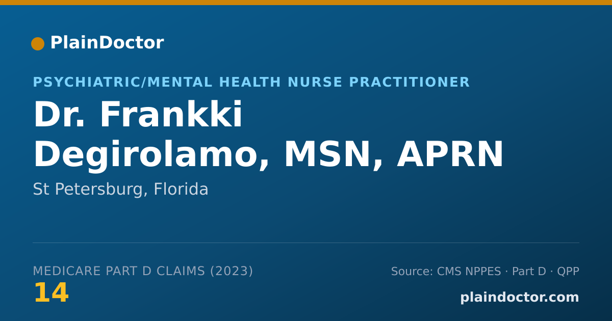 Shareable card for Frankki Degirolamo, MSN, APRN - Psychiatric/Mental Health Nurse Practitioner, St Petersburg, FL