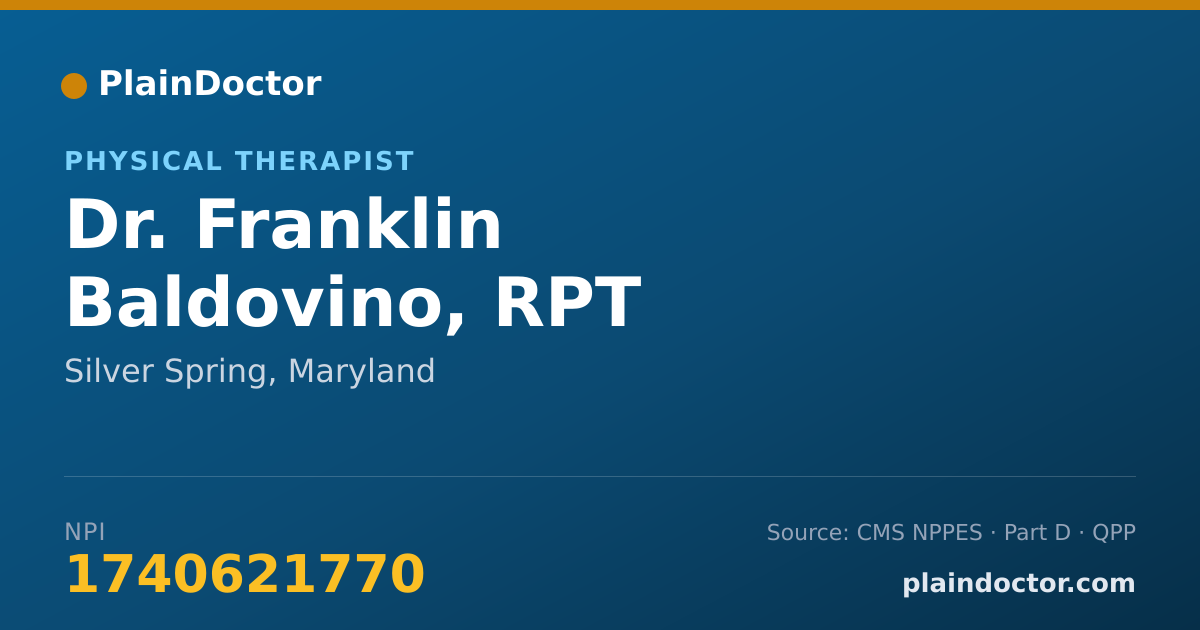 Shareable card for Franklin Baldovino, RPT - Physical Therapist, Silver Spring, MD