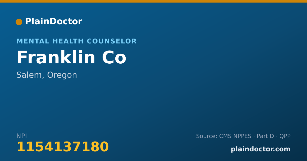 Shareable card for Franklin Co - Mental Health Counselor, Salem, OR