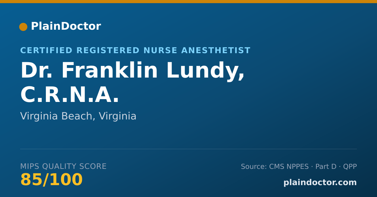 Shareable card for Franklin Lundy, C.R.N.A. - Certified Registered Nurse Anesthetist, Virginia Beach, VA