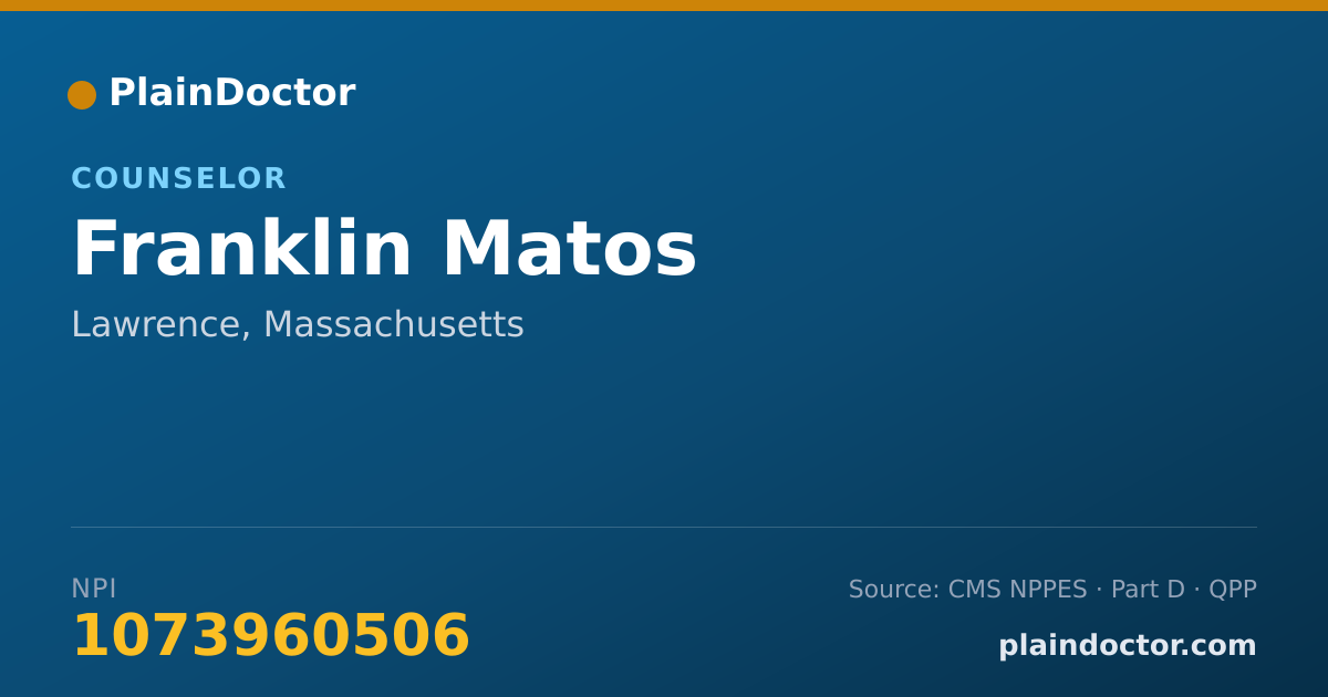 Shareable card for Franklin Matos - Counselor, Lawrence, MA