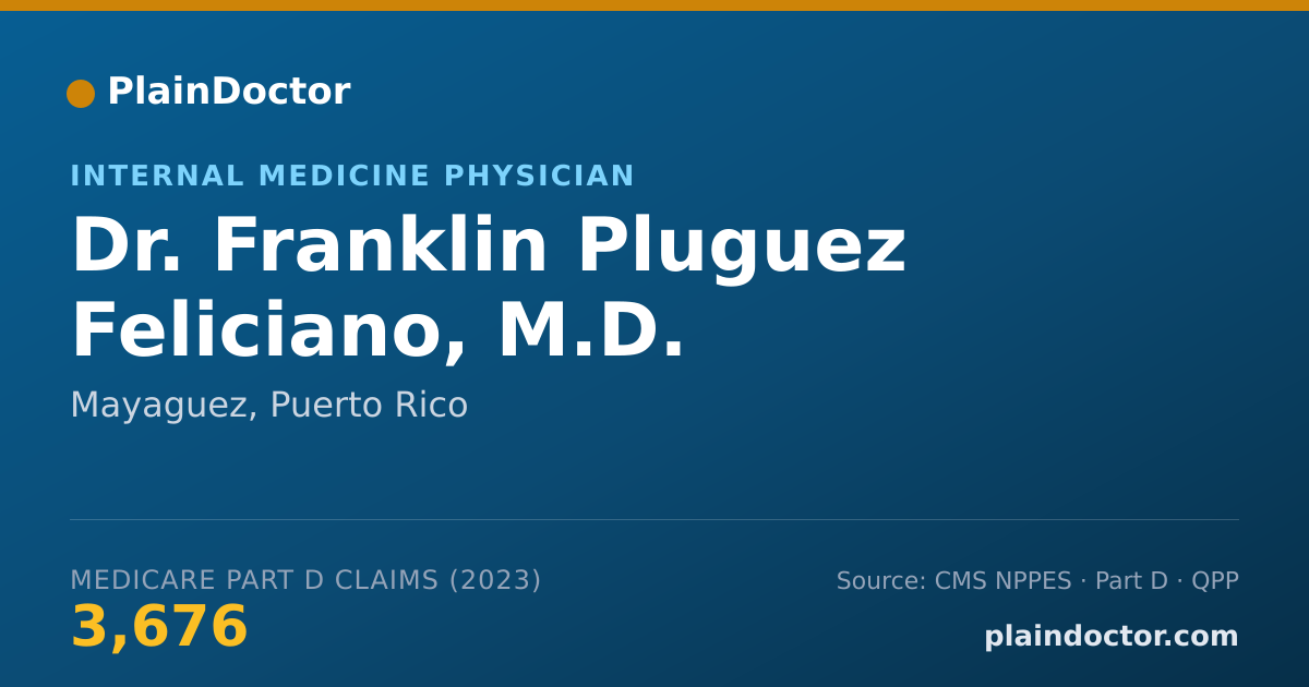 Shareable card for Franklin Pluguez Feliciano, M.D. - Internal Medicine Physician, Mayaguez, PR