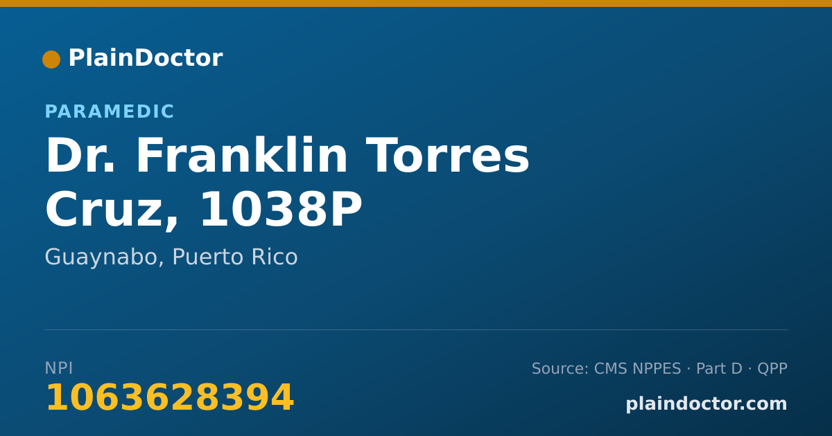 Shareable card for Franklin Torres Cruz, 1038P - Paramedic, Guaynabo, PR