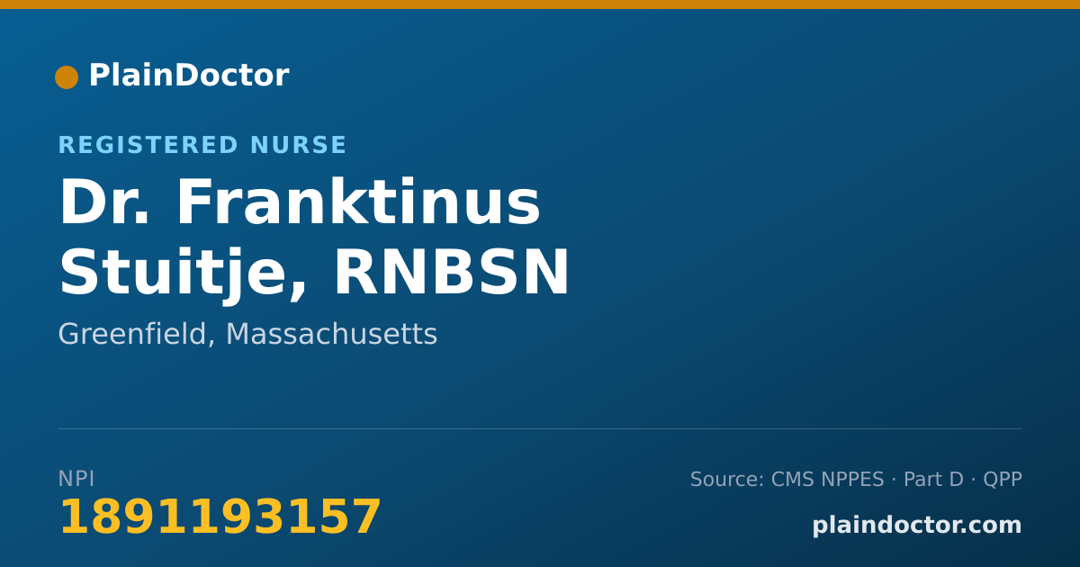 Shareable card for Franktinus Stuitje, RNBSN - Registered Nurse, Greenfield, MA
