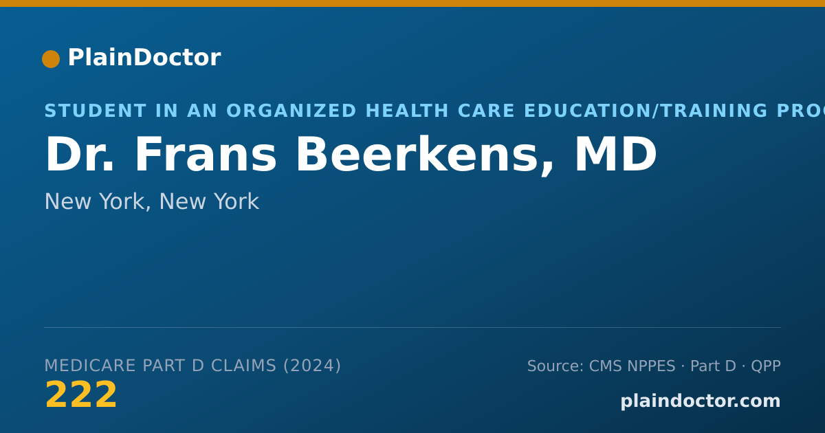 Shareable card for Frans Beerkens, MD - Student in an Organized Health Care Education/Training Program, New York, NY