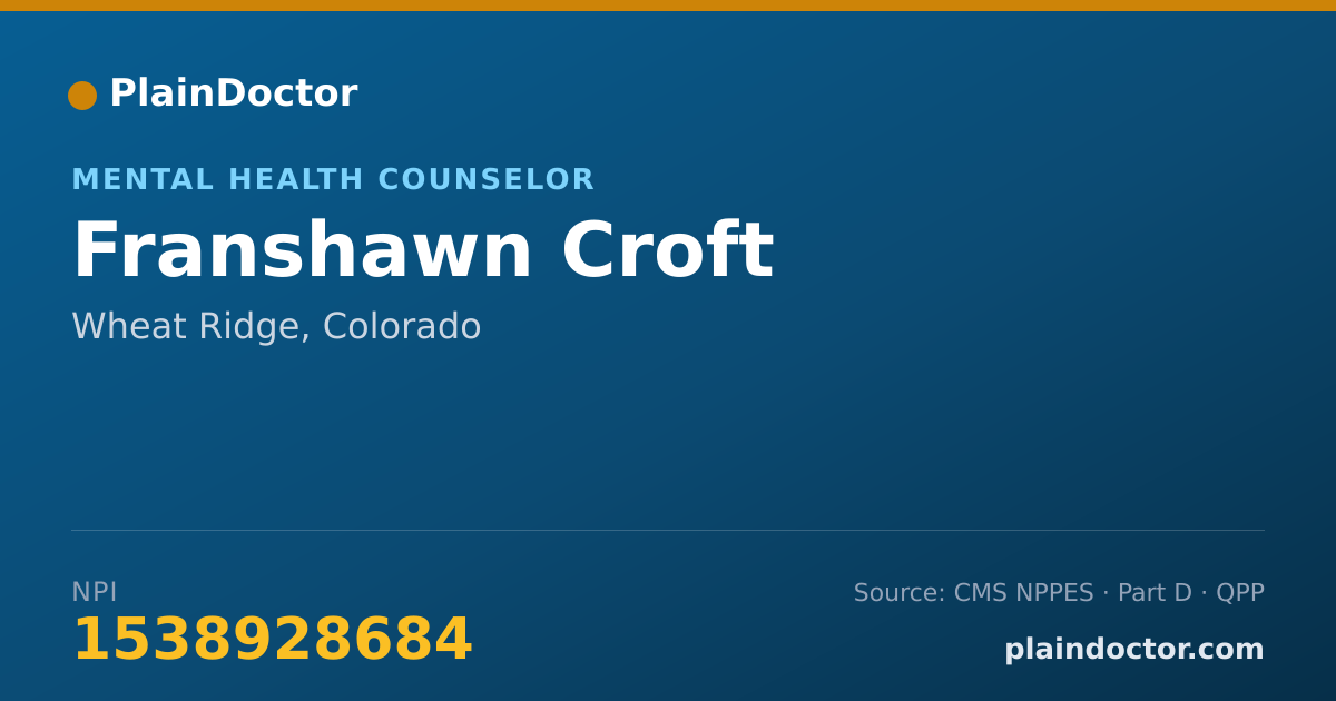 Shareable card for Franshawn Croft - Mental Health Counselor, Wheat Ridge, CO
