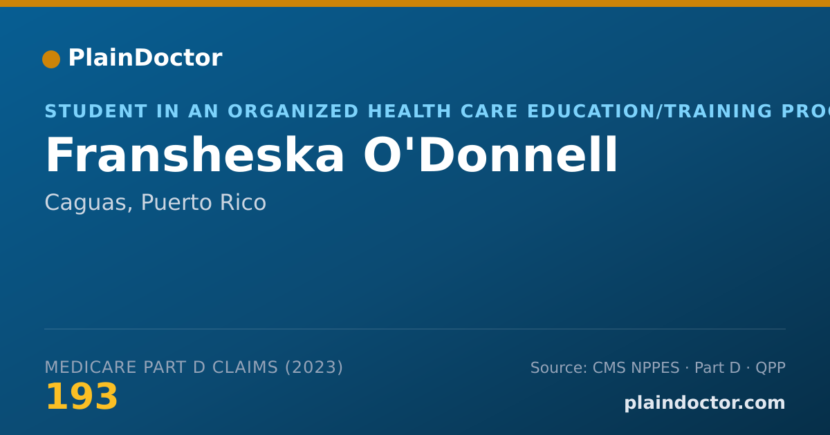 Shareable card for Fransheska O'Donnell - Student in an Organized Health Care Education/Training Program, Caguas, PR