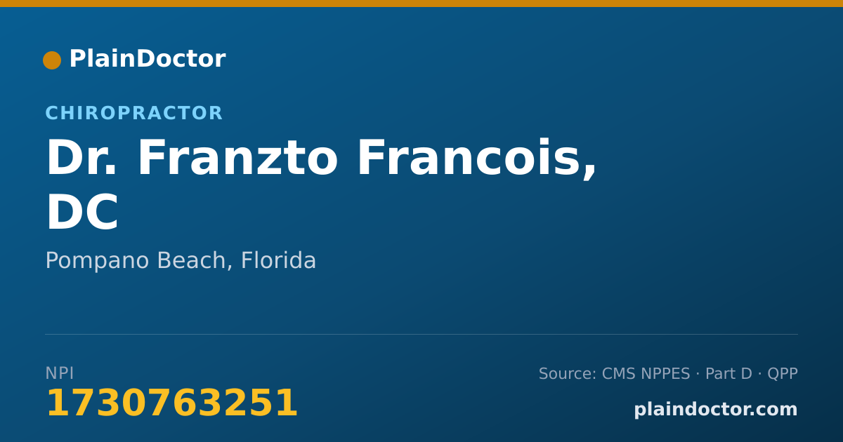 Shareable card for Franzto Francois, DC - Chiropractor, Pompano Beach, FL