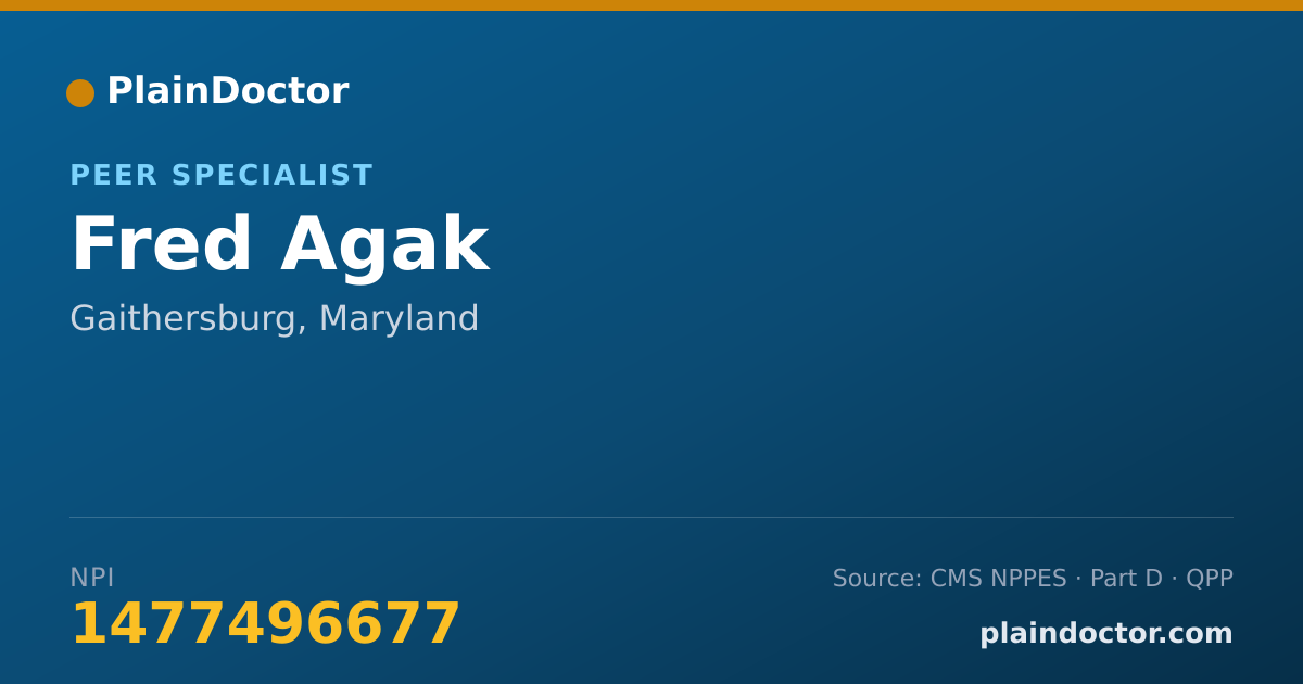 Shareable card for Fred Agak - Peer Specialist, Gaithersburg, MD