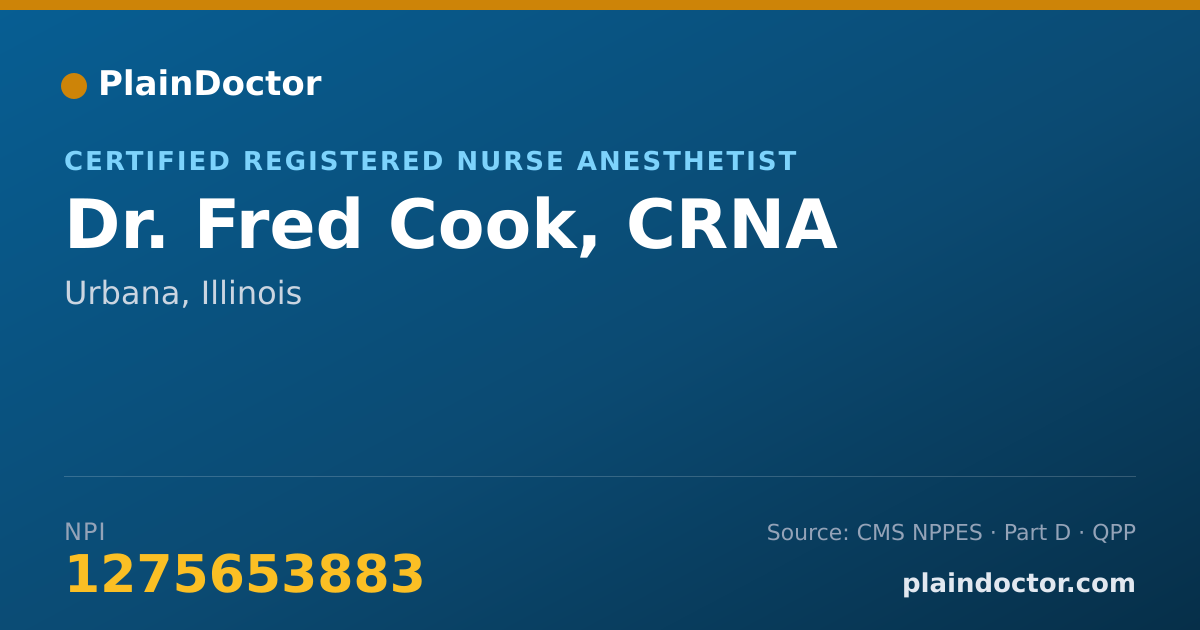 Shareable card for Fred Cook, CRNA - Certified Registered Nurse Anesthetist, Urbana, IL