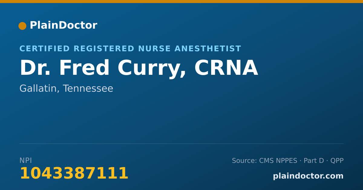 Shareable card for Fred Curry, CRNA - Certified Registered Nurse Anesthetist, Gallatin, TN