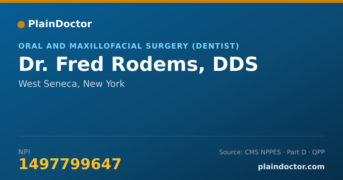 Shareable card for Fred Rodems, DDS - Oral and Maxillofacial Surgery (Dentist), West Seneca, NY