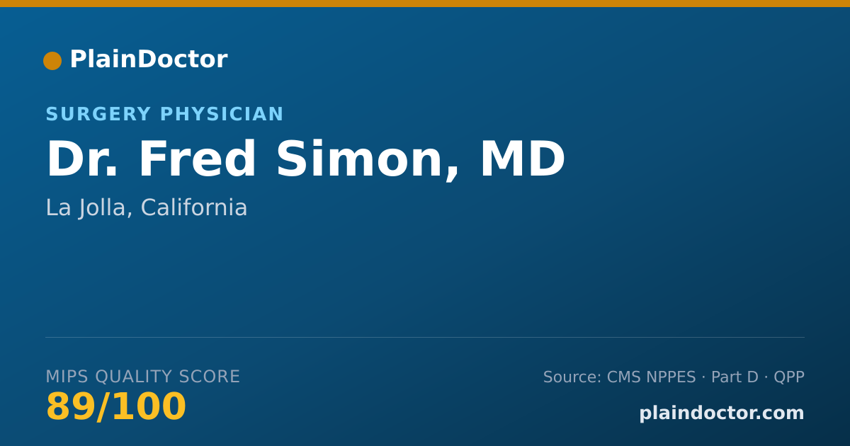 Shareable card for Fred Simon, MD - Surgery Physician, La Jolla, CA