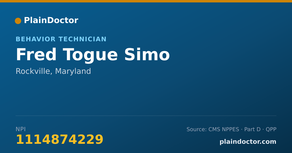 Shareable card for Fred Togue Simo - Behavior Technician, Rockville, MD
