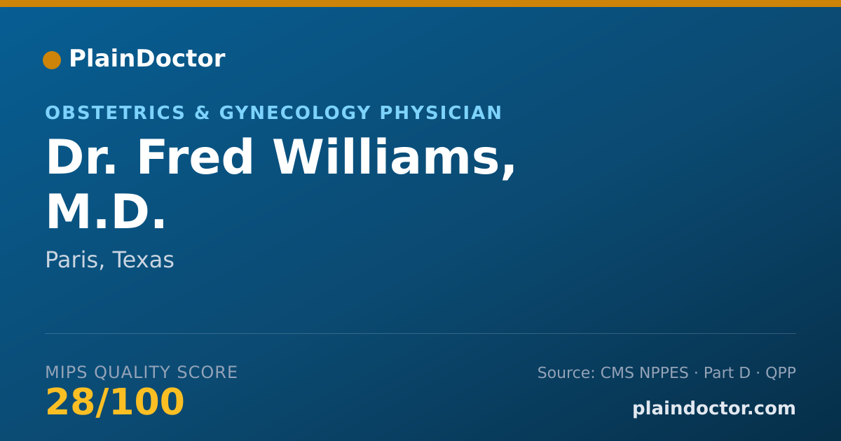 Shareable card for Fred Williams, M.D. - Obstetrics & Gynecology Physician, Paris, TX