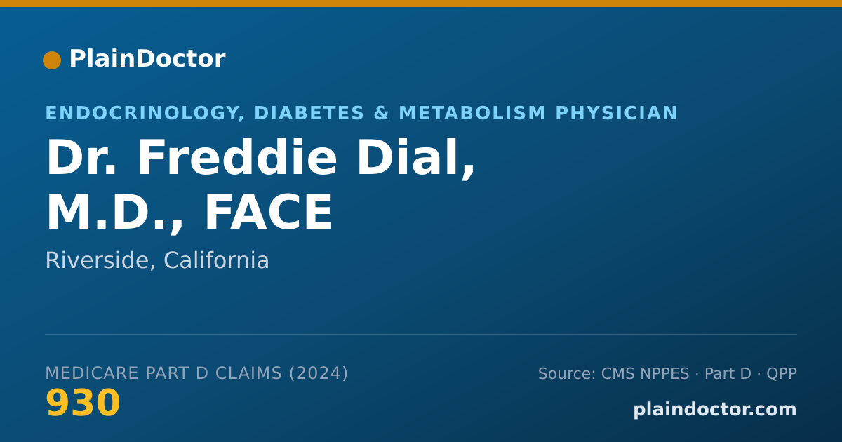 Shareable card for Freddie Dial, M.D., FACE - Endocrinology, Diabetes & Metabolism Physician, Riverside, CA